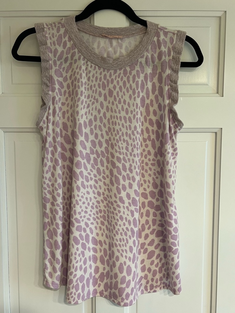 Boutique Animal Print Ruffle Sleeveless Top